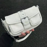 Soft Leather Chain Rivet Shoulder Bag for Women