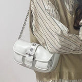 Soft Leather Chain Rivet Shoulder Bag for Women