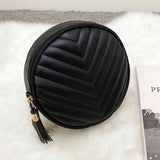 Women's Tassel Crossbody Bag Round Mini Shoulder Messenger Purse