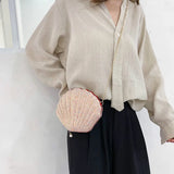 Sequined Shoulder Bag Women's Shell Shape Purse Mini Bag