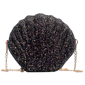 Sequined Shoulder Bag Women's Shell Shape Purse Mini Bag