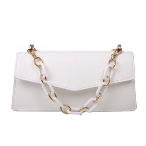 Chain Crossbody Shoulder Bag Top Handle PU Leather Women Handbag