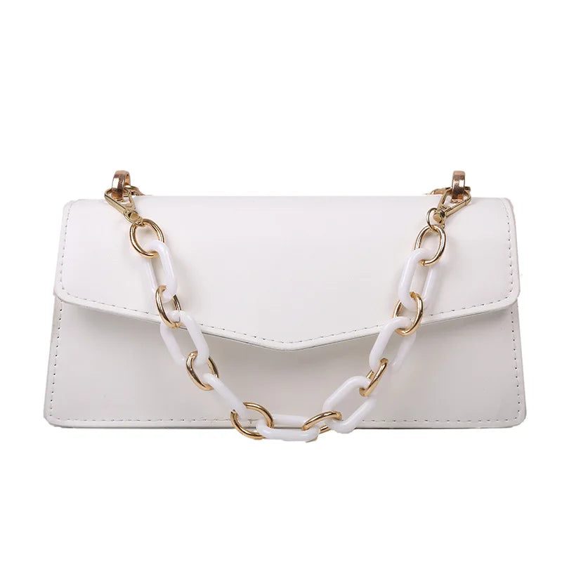 Chain Crossbody Shoulder Bag Top Handle PU Leather Women Handbag