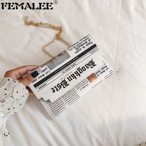 Chain Small Square Wallet Joker Newspaper Clutch Envelope Bag
