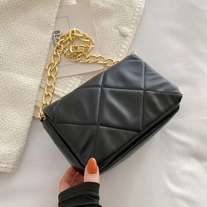 Chain Solid Handbags For Women High PU Leather Shoulder Bag