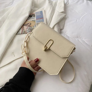 Chain Strap Crossbody Bag Soft Leather Saddle Small Shoulder Bag