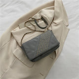 Rivet PU Leather Crossbody Bag Chain Strap Shoulder Flap Ladies Handbag
