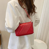 Rivet PU Leather Crossbody Bag Chain Strap Shoulder Flap Ladies Handbag
