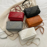 Rivet PU Leather Crossbody Bag Chain Strap Shoulder Flap Ladies Handbag
