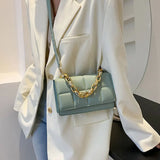 Square Crossbody Bag Chain Strap Small Handbags Pu Leather Shoulder Bags