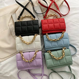 Square Crossbody Bag Chain Strap Small Handbags Pu Leather Shoulder Bags