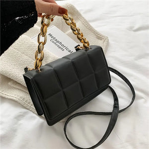 Square Crossbody Bag Chain Strap Small Handbags Pu Leather Shoulder Bags