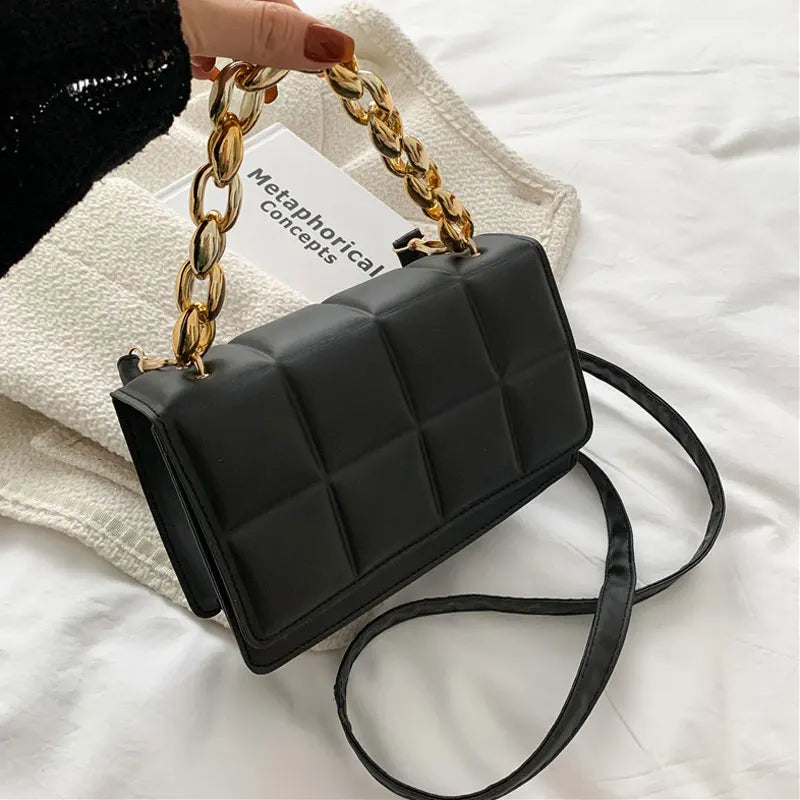 Square Crossbody Bag Chain Strap Small Handbags Pu Leather Shoulder Bags