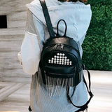 Chain Tassels Women Backpacks PU Leather Small Backpack for School Girls