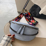 Chain Women's Waist Bag PU Leather Fanny Packs Shoulder Crossbody Chest Bags