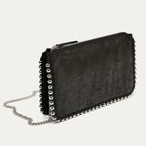 Matte Leather Crossbody Shoulder Bag with Chains Beading for Women