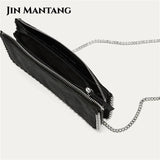 Matte Leather Crossbody Bag with Beading Chains for Women