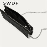 Matte Leather Crossbody Shoulder Bag with Chains Beading for Women