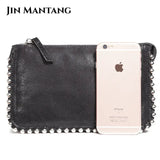 Matte Leather Crossbody Bag with Beading Chains for Women