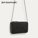 Matte Leather Crossbody Bag with Beading Chains for Women