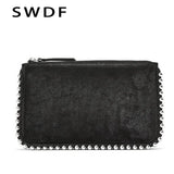 Matte Leather Crossbody Shoulder Bag with Chains Beading for Women