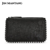 Matte Leather Crossbody Bag with Beading Chains for Women