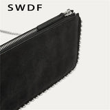 Matte Leather Crossbody Shoulder Bag with Chains Beading for Women
