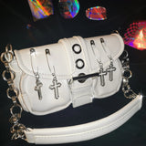 Women's Small Square Shoulder Bag Vintage Rivet Underarm Tote