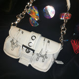 Women's Small Square Shoulder Bag Vintage Rivet Underarm Tote