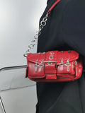 Women's Small Square Shoulder Bag Vintage Rivet Underarm Tote