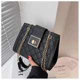 Vintage PU Leather Shoulder Bag with Chains for Women