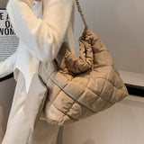 Vintage Soft Shoulder Bag with Chains Large Capacity Totes