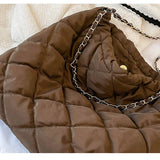 Vintage Soft Shoulder Bag with Chains Large Capacity Totes