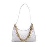 Embossed PU Leather Chain Shoulder Bag Zipper Texture Shopping Underarm Bag