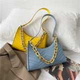 Embossed PU Leather Chain Shoulder Bag Zipper Underarm