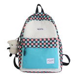 Checkered Girls Backpack Oxford School Bag Student Laptop Female