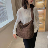 Checkered Nylon Shoulder Bag Women Casual Purse Girls Gift