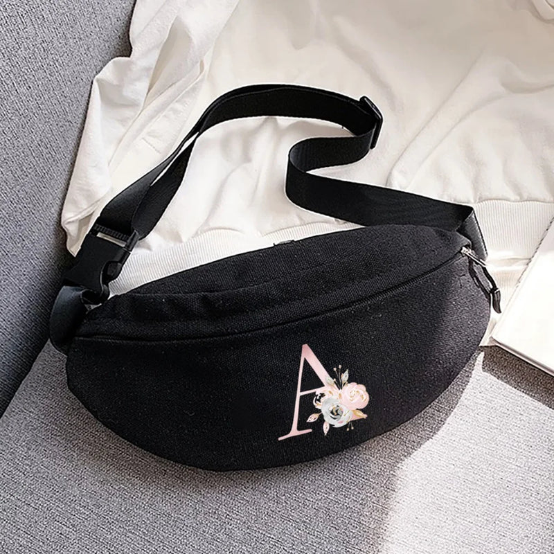 26 Letter Print Chest Bag Outdoor Sports Running Waist Bag