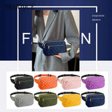 Rhombus Pattern Chest Bag Multi-Pocket Adjustable Belts