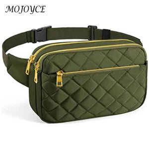 Rhombus Pattern Chest Bag Multi-Pocket Adjustable Belts