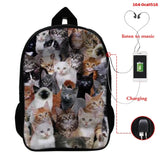 3D Animal Cat School Bag for Girls Women Casual Bookbag Mochila Feminina