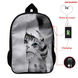 3D Animal Cat School Bag for Girls Women Casual Bookbag Mochila Feminina