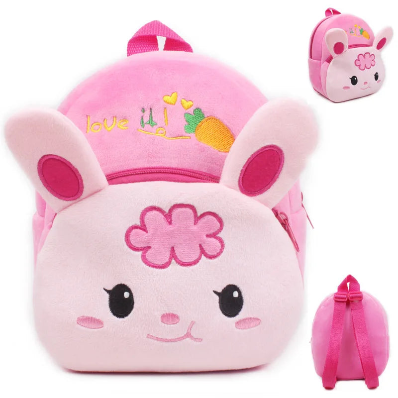 3D Cartoon Print Plush Kids Backpack Boys and Girls School Bags