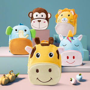 3D Cartoon Print Plush Kids Backpack Kindergarten Boys and Girls School Bags