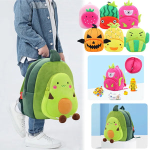 3D Cartoon Print Plush Kids Backpack Kindergarten Boys Girls School Bags