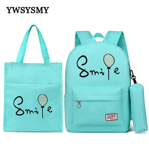 Children School Bags Cartoon Balloon Printing Boys and Girls Canvas Backpack