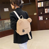 Kids Bear Ear Fleece Backpack for Boys Girls Mini Travel Rucksacks