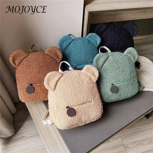 Kids Bear Ear Fleece Backpack for Boys Girls Mini Travel Rucksacks