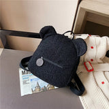 Kids Bear Ear Fleece Backpack for Boys Girls Mini Travel Rucksacks