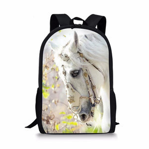 Kids Flower Horse Print School Book Bag